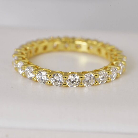 GRA Certified Moissanite 3mm Full Eternity Band Ring 925 Sterling - Picture 3 of 6